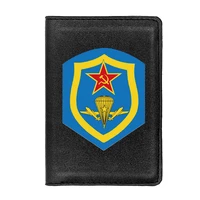 high quality leather vintage soviet airborne troops printing travel passport cover id credit card case