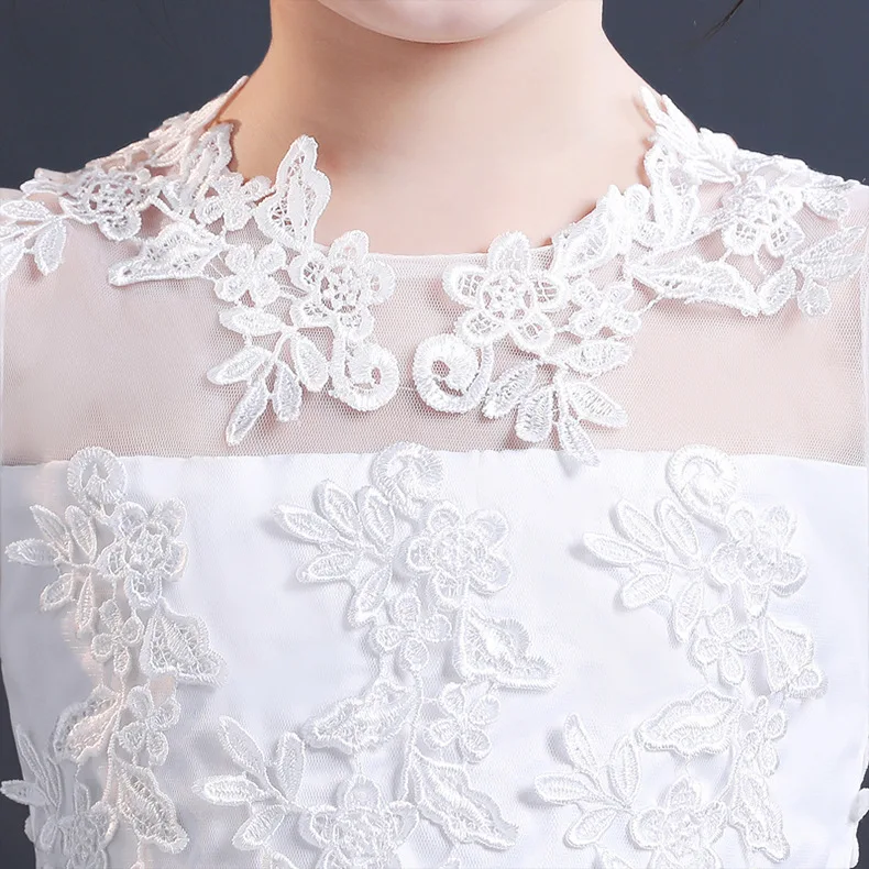 Кружевное платье с вышивкой для маленьких девочек белое свадебное цветами