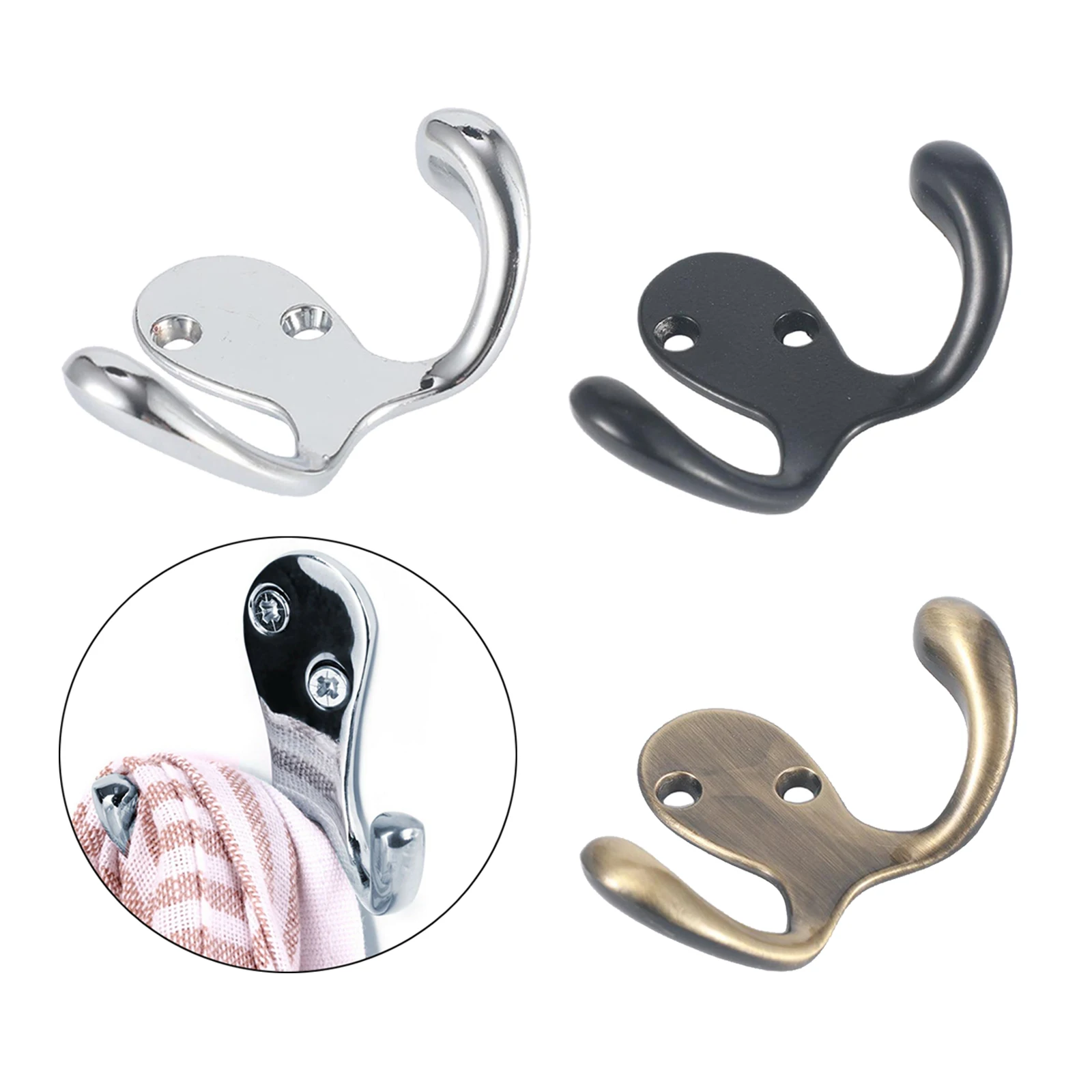 

5Pcs Wall Hook for Clothes Zinc Alloy Door Rusitc Coat Hooks Hat Bag Towel Hanger Bathroom Hook Double for Kitchen