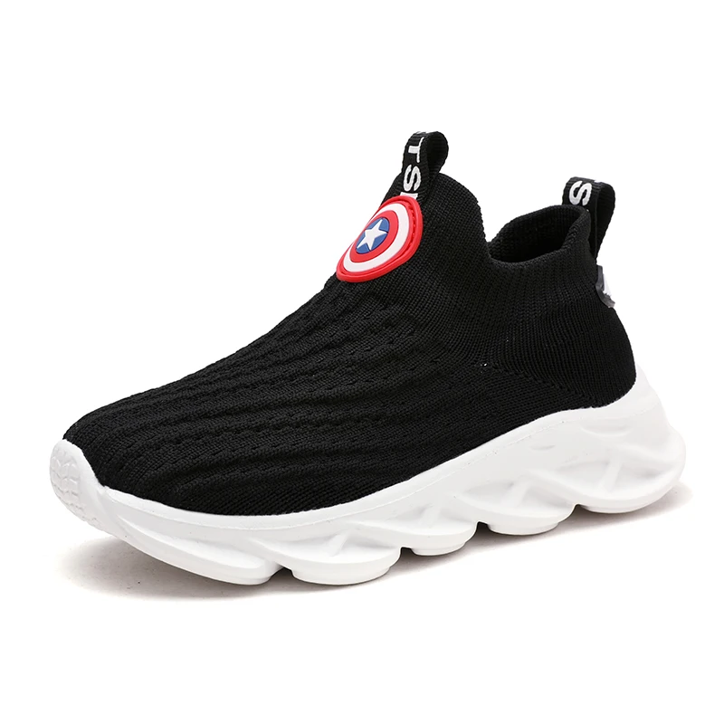 PandaQ/Детские Белые Повседневные кроссовки для мальчиков и девочек; chaussure enfant; корейские спортивные туфли для студентов; Капитан Америка