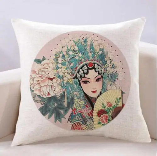 

Новая льняная наволочка в китайском стиле с изображением китайской оперы для макияжа лица, персонажа пекинской оперы, хуаданской красавицы...