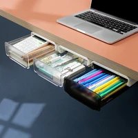self stick pencil tray under desk drawer organizer table sundries storage box self adhesive hidden office stationery organizers