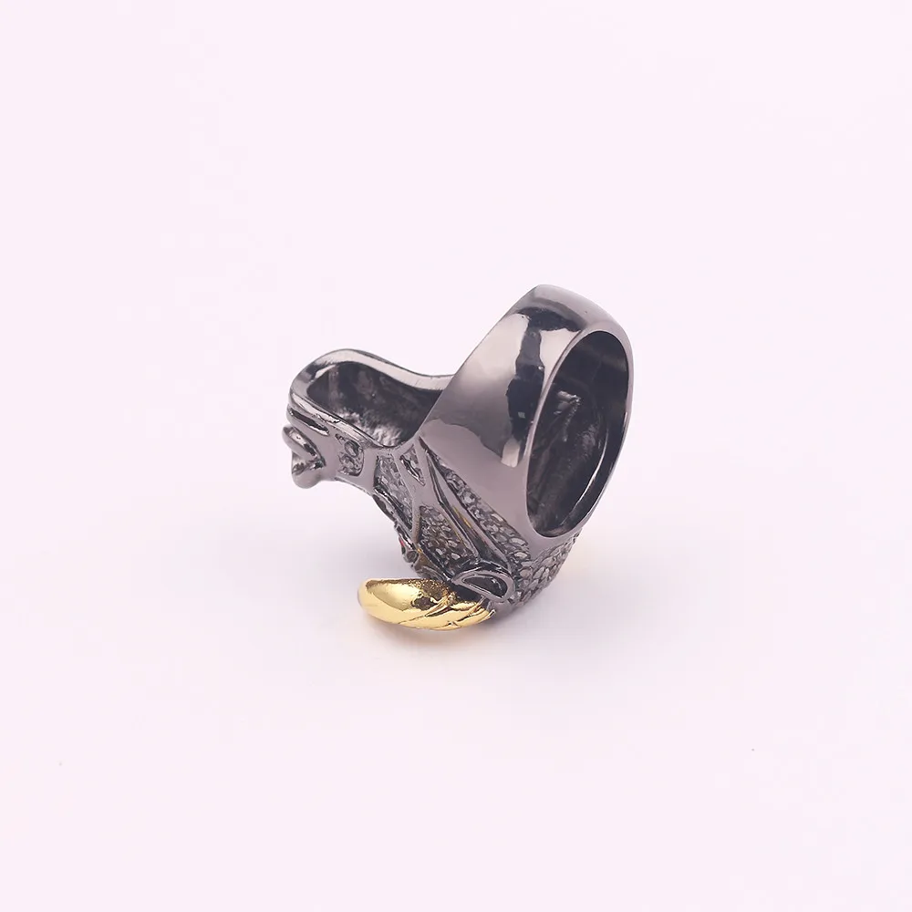 Новинка панк животное голова быка кольцо для мужчин золотой черный цвет микро