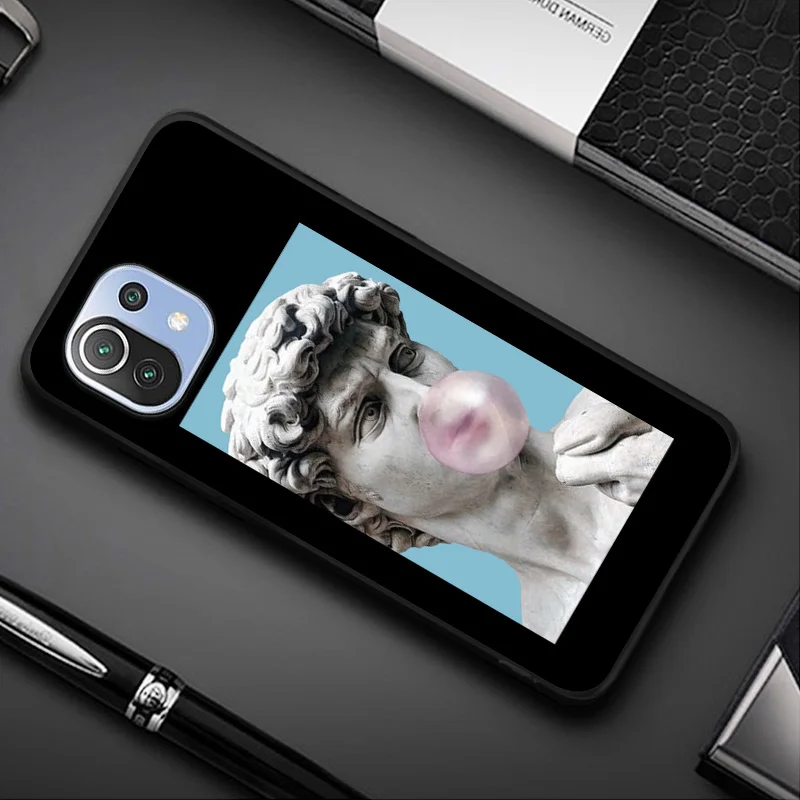 

Monla Lisa Black Phone Case For Xiaomi Mi 11 Lite Pro Ultra Cases Soft TPU Painted Art David Fundas Coque Xiaomi Mi 11i