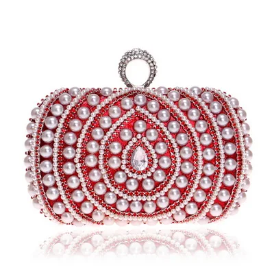 YM1084red SEKUSA, бриллианты, кольцо на палец, модная женская сумка на цепочке, сумка на плечо, украшенная бисером, для свадебной вечеринки, клатч, кошелек, сумка - Цвет: YM1084red