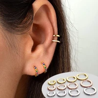 1pcs cooper crystal cartilage hoop earring tiny helix jewelry cz tragus piercing hoop daith clicker rook earrings circle conch
