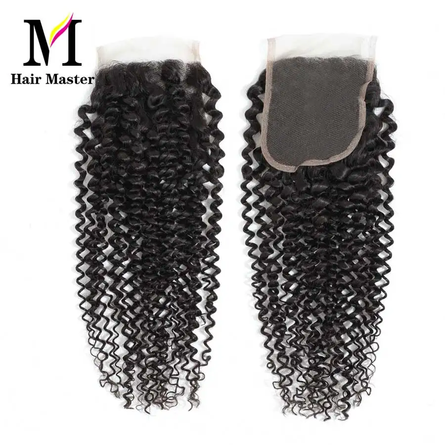 Волосы Master Curly пряди, с закрытием, перуанские волосы Remy, кружевная застежка с пряди для наращивания, человеческие волосы, 3 пряди с закрытием