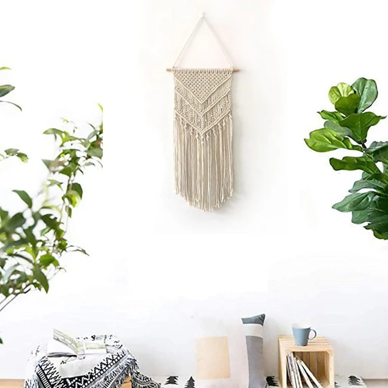 

Macrame Woven Wall Hanging Boho Chic Bohemian Room Geometric Tapestry Art Beautiful Dorm Room Decoration 40X75cm