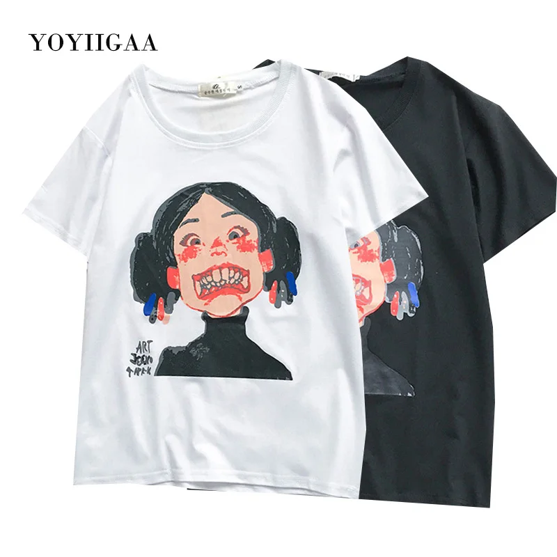 Девочка футболка с принтом женская летняя О образным вырезом короткий рукав Для