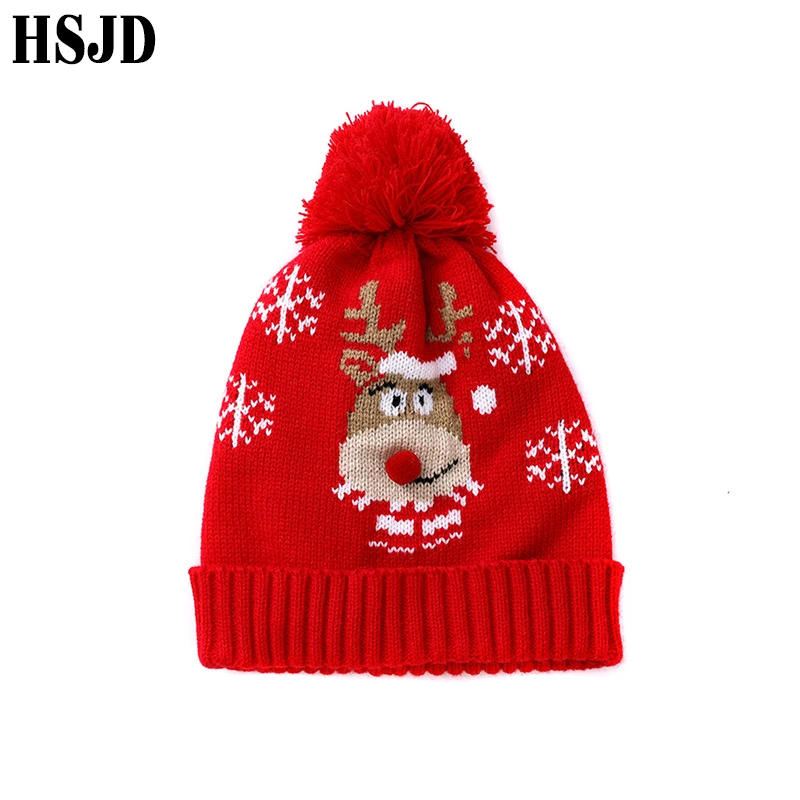 Детская зимняя шапка с милым рождественским оленем вязаные шапочки для