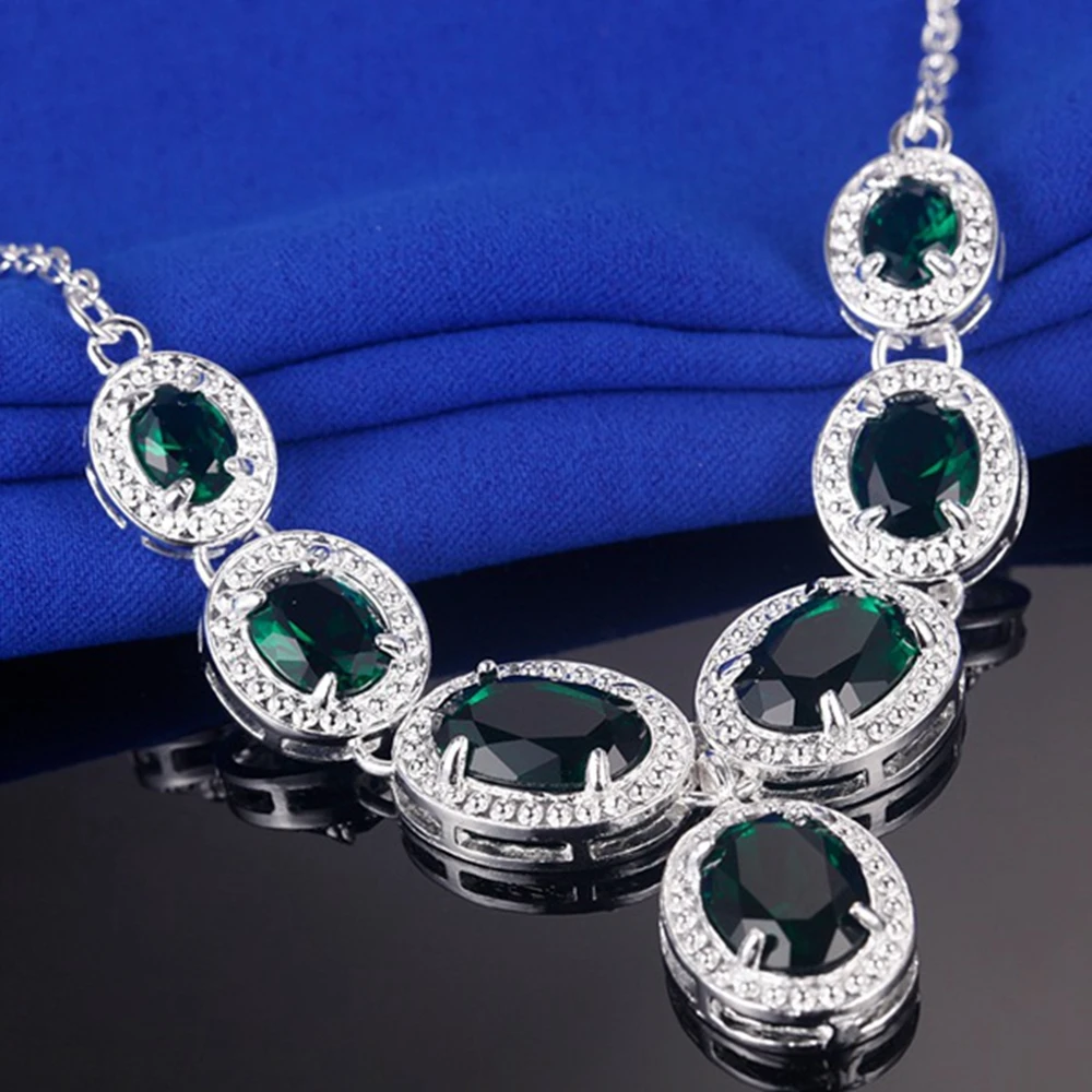 Роскошный свадебный женский ювелирный набор белое золото украшенный Blingbling