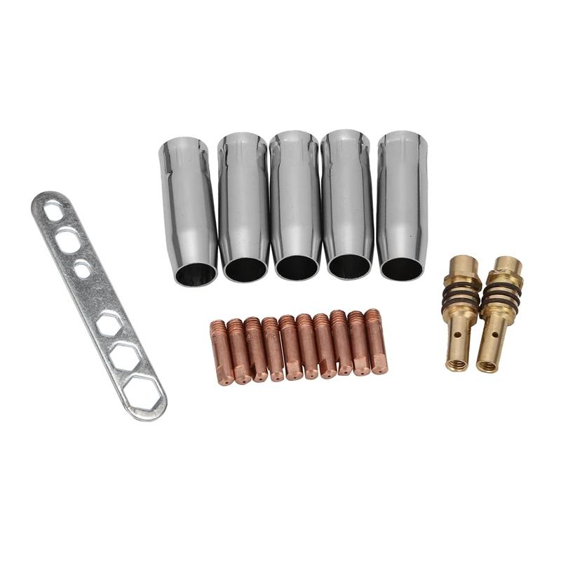 

18Pcs Welding Torch Kit Contact Tip 0.8mm M6 & Tips Holder Difuser & Shield Cup for Mb15 15Ak Mig Welding Torch