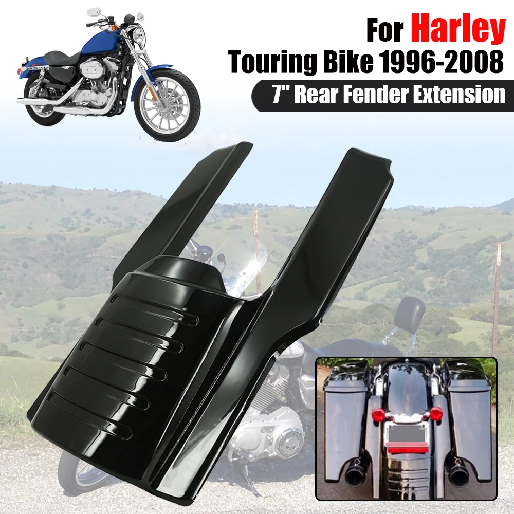 

7" Rear Fender Extension For Harley Touring Electra Road Glide Bike 1996-2008 Motorcycle Black Stretched Bag Stretched Fillers