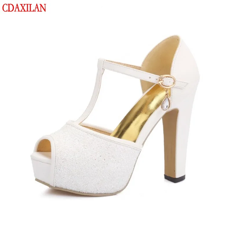 

CDAXILAN arrivals new sandals women PU leather suede matching platform super-heels buckle strap fisherman shoes ladies in summer