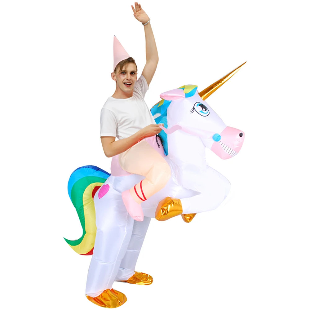 Adult New Rainbow Единорог надувной костюм для взрослых, унисекс, обувь до лодыжки; сапоги для верховой езды костюм на Хэллоуин карнавальное рождественское Fance платье Пурим талисмана - Цвет: Adult New Rainbow