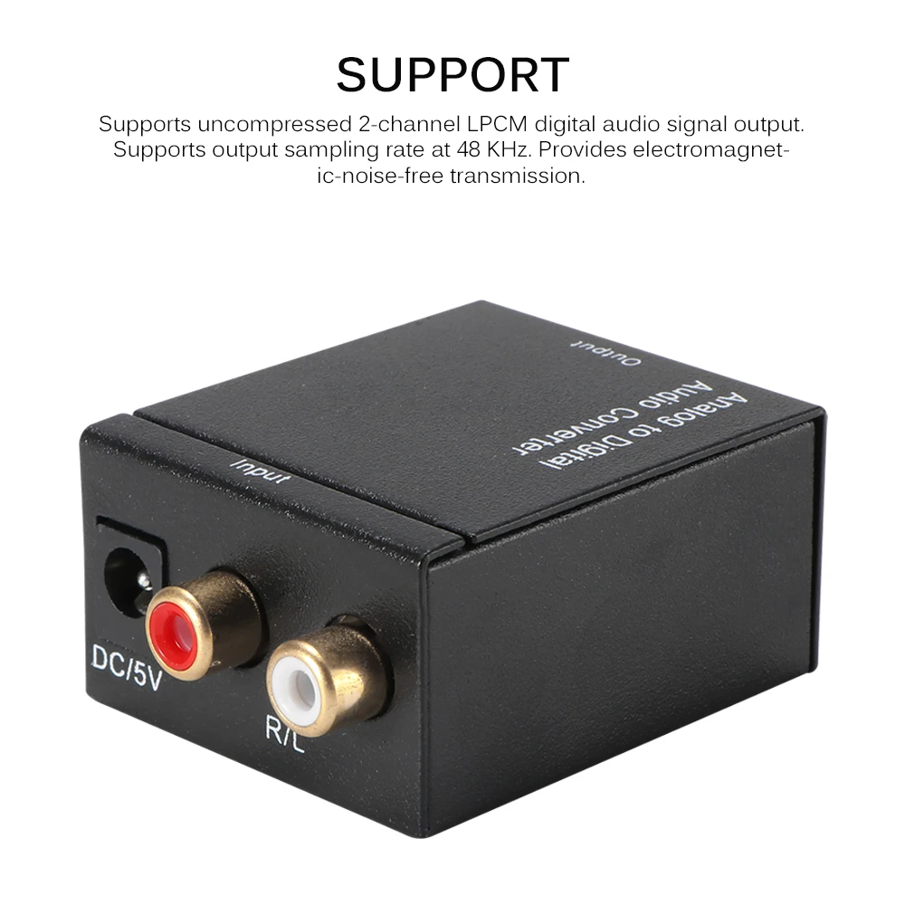Преобразователь аналогово цифровой аудио L/R RCA в коаксиальный Оптический Toslink SPDIF