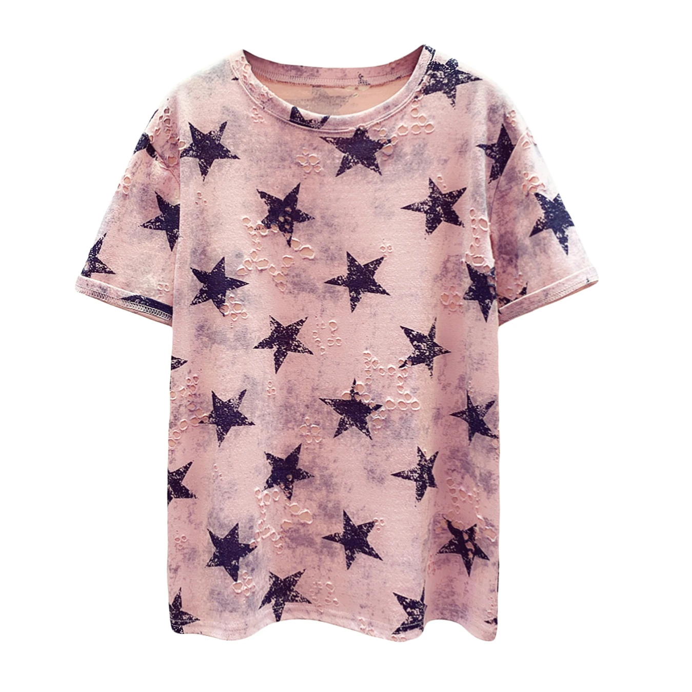 

Женская футболка с коротким рукавом Zuolunouba, свободная повседневная футболка в стиле Харадзюку с круглым вырезом и принтом звезд, лето 2020