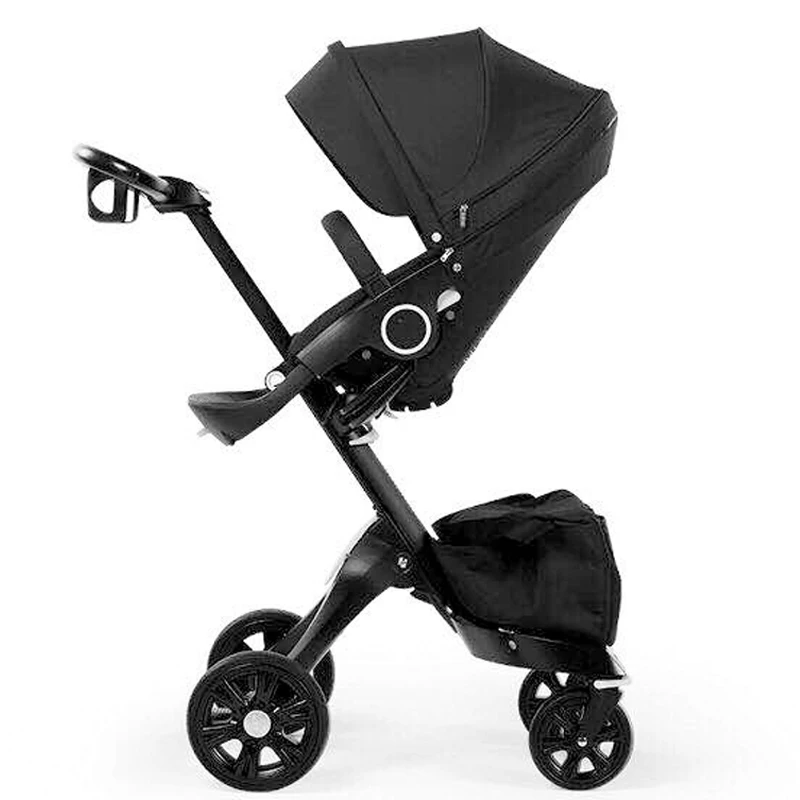 black pram1 Baby Stroller 2 in 1 High Landscape Kids Pram Folding Carriage Black Newborn Stroller Car Baby Cart Luxury Pushchairs For Infant - Цвет: black pram1