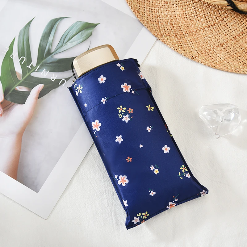 Мини-зонт Карманный ультралегкий с защитой от УФ-лучей и цветами | Дом сад