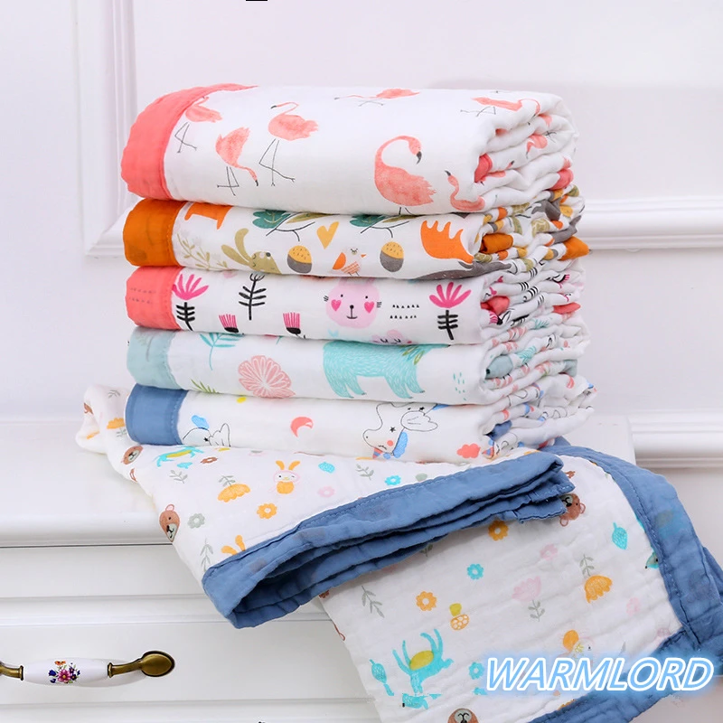 

6 Layers Soft Cotton Muslin Blanket Infant Bedding Swaddle Summer Nap Quilt Stroller Cover Bath Towel Newborn Receiving Blanket