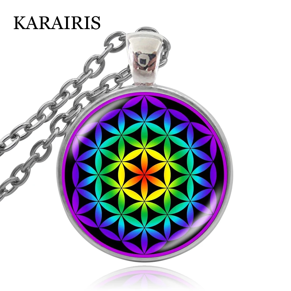 KARAIRIS амулеты цветок жизни ожерелье Ом Йога чакра кулон с мандалой моды