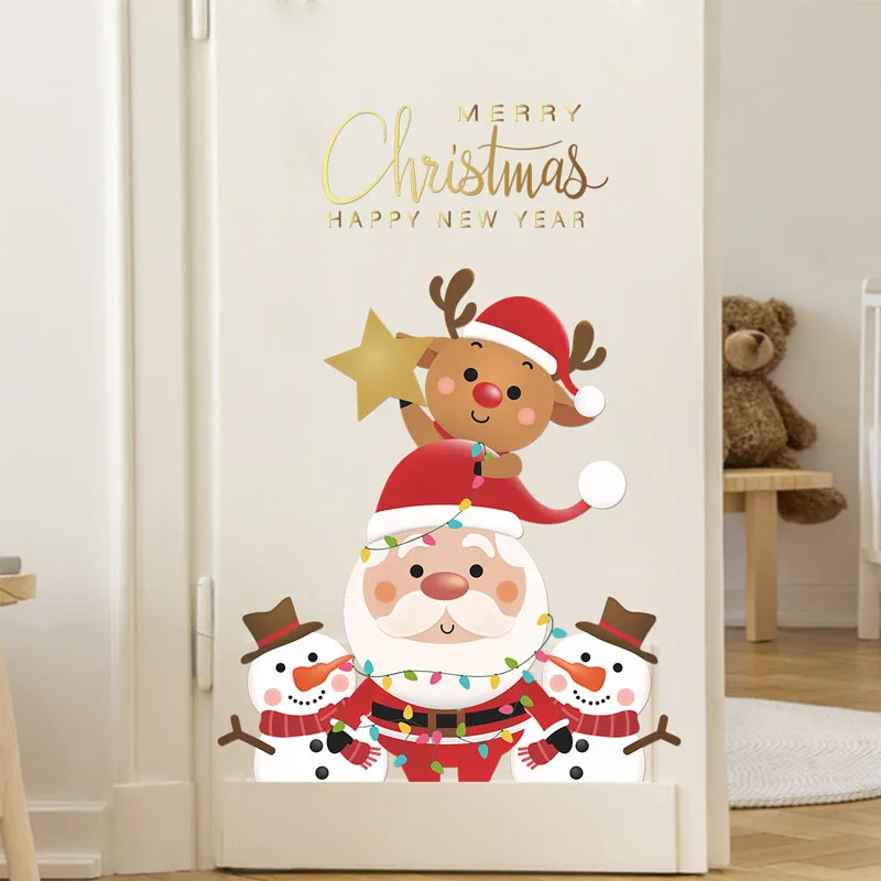

Santa Claus Elk Snowman Door Refrigerat Sticker Window Sticker Wall Oranments Merry Christmas Decor For Home Happy New Year 2022