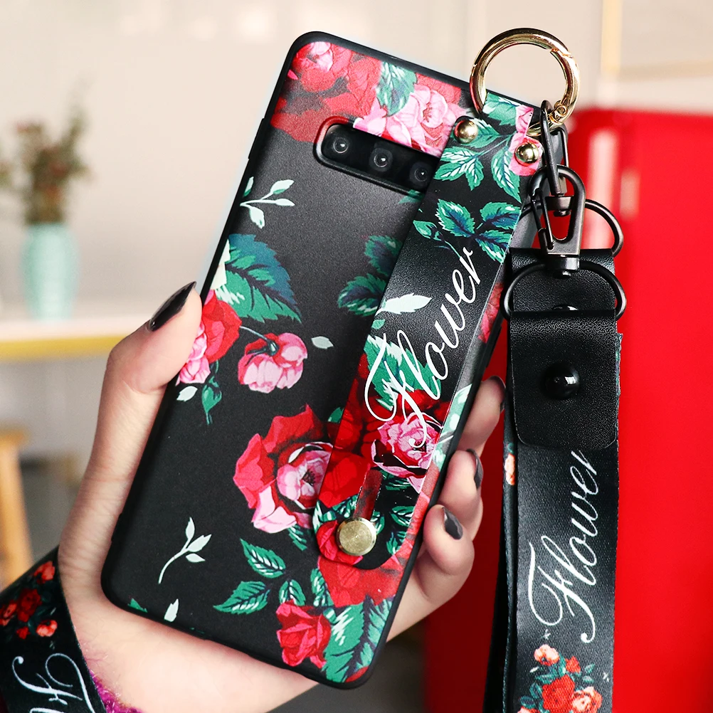 Силиконовый чехол для Samsung Galaxy S9 S10 S20 S21 S8 Plus Ultra A50 A51 A70 A71 FE A72 A52 A12 A32 A21S с ремешком на