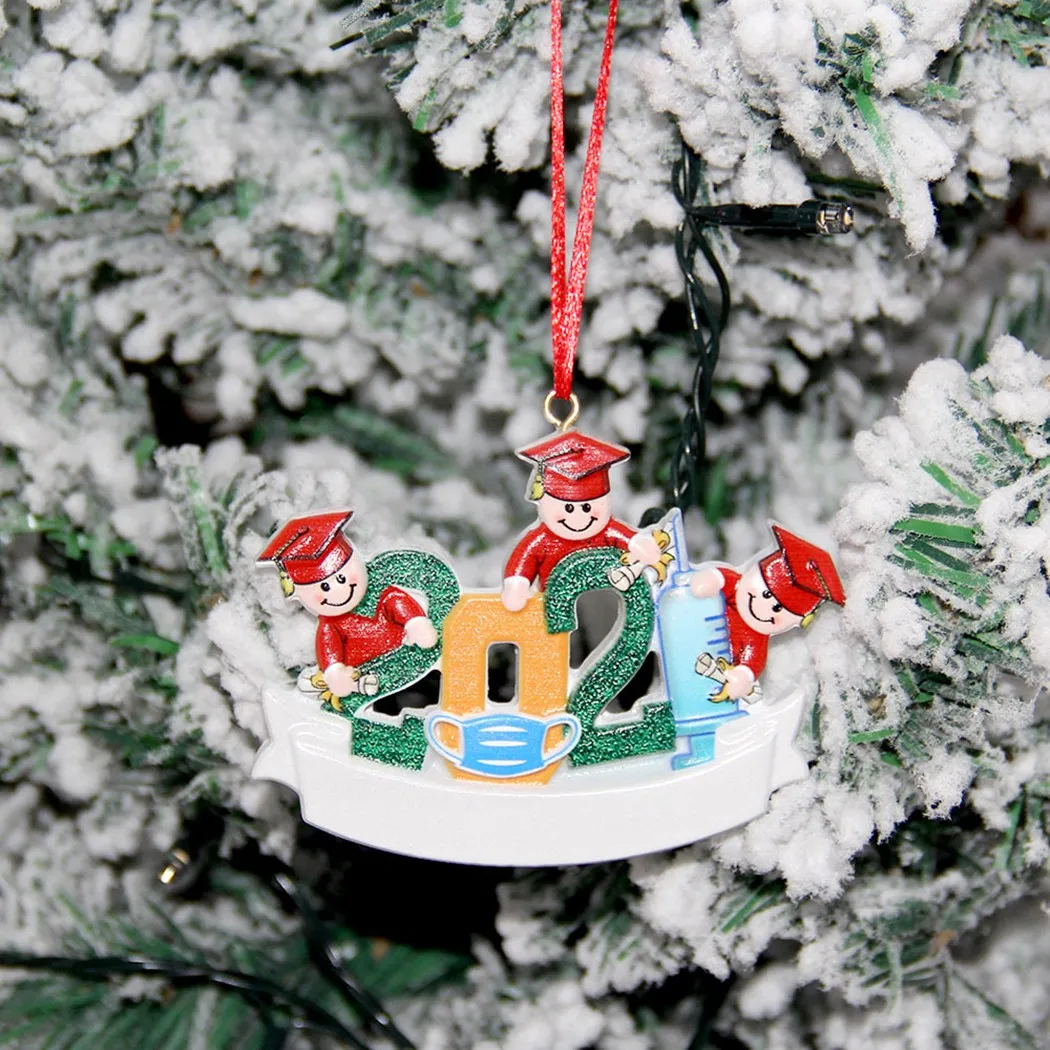 

New Christmas Tree Family Ornament Personalized DIY Handwritten Greetings Study Graduation Snowman Resin Pendant Christmas Gifts