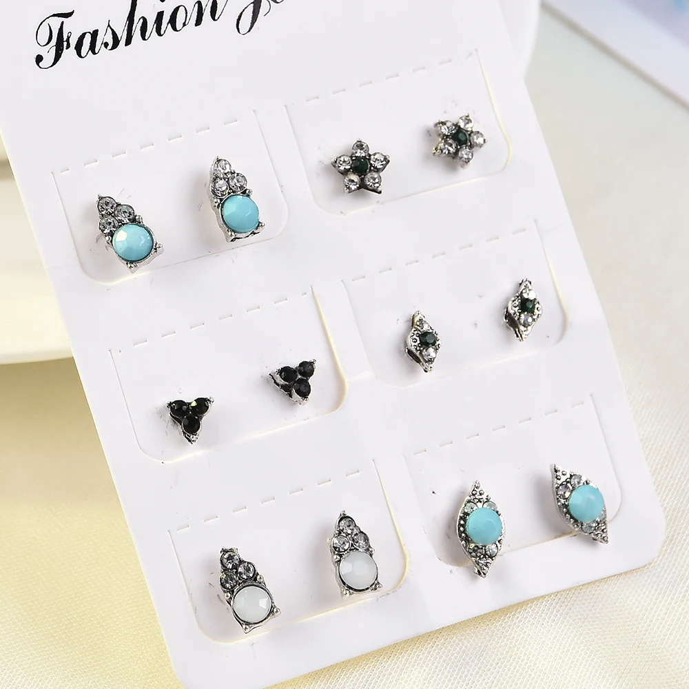 

Vintage Geometric Stud Earrings Set For Women Girls 2022 Fashion Crustal Flower Shell Small Earrings Boucle d'oreille Femme
