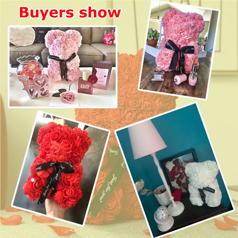 

Teddy Rose Bear 25cm-40cm Valentines Day Gift Bear Rose Flower Artificial Decoration Christmas Gifts Women Valentines Gift