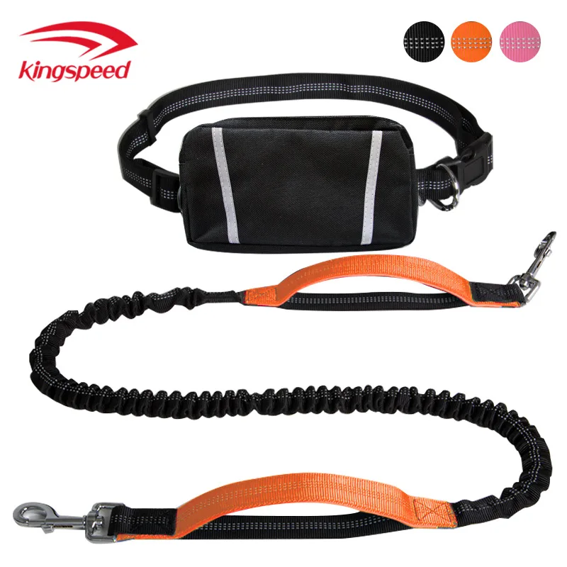 Светоотражающий Поводок для собак с двумя крючками и сумкой на пояс | Дом сад