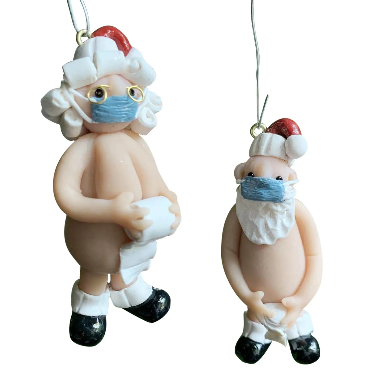 

2 pcs Naughty Santa Paper napkin old grandma and old man Christmas Ornament Stocking Cap Santa Ornament Naked Decoration & Hangs
