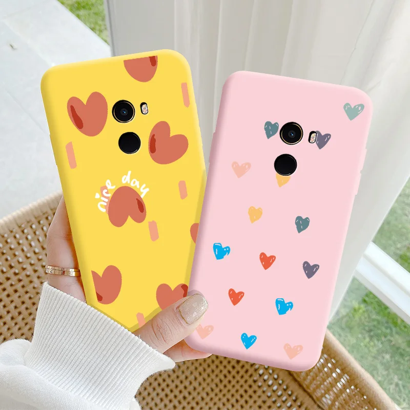 

For Xiaomi Mix 2 Case Protective Phone Shell Frosted Silicone Casing For Xiaomi Mix 2 Color Heart-Shaped Soft TPU Back Cover
