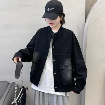 

Denim women's wash coat water denim coat women's loose early autumn casual dress blouse