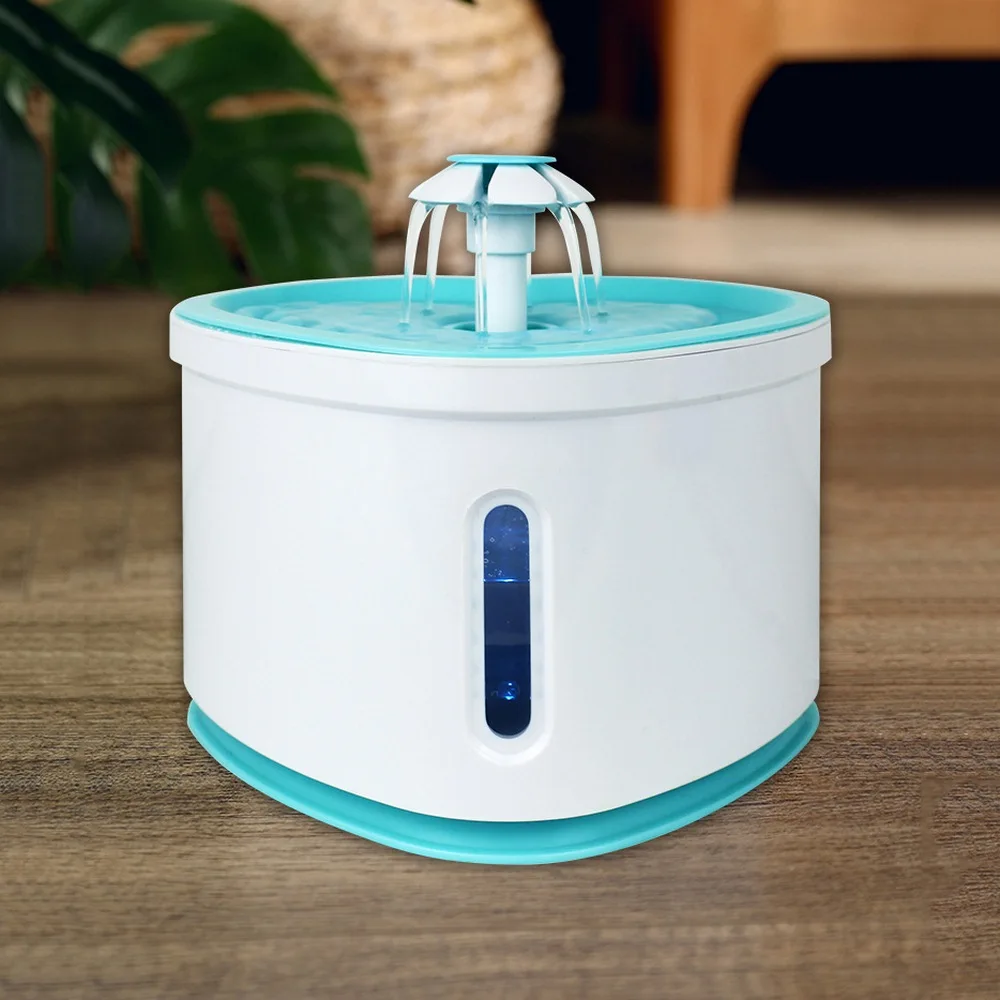 

2L Three Water Flow Pet Water Dispenser LED Flower Pattern Bamboo Charcoal Filter Ultra-quiet Night Cat And Dog Water Dispenser