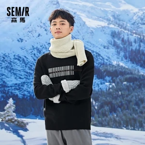 Мужской свитер SEMIR, осень 2021, новый свитер с круглым вырезом, подходящий по цвету, мужские трендовые утепленные Топы