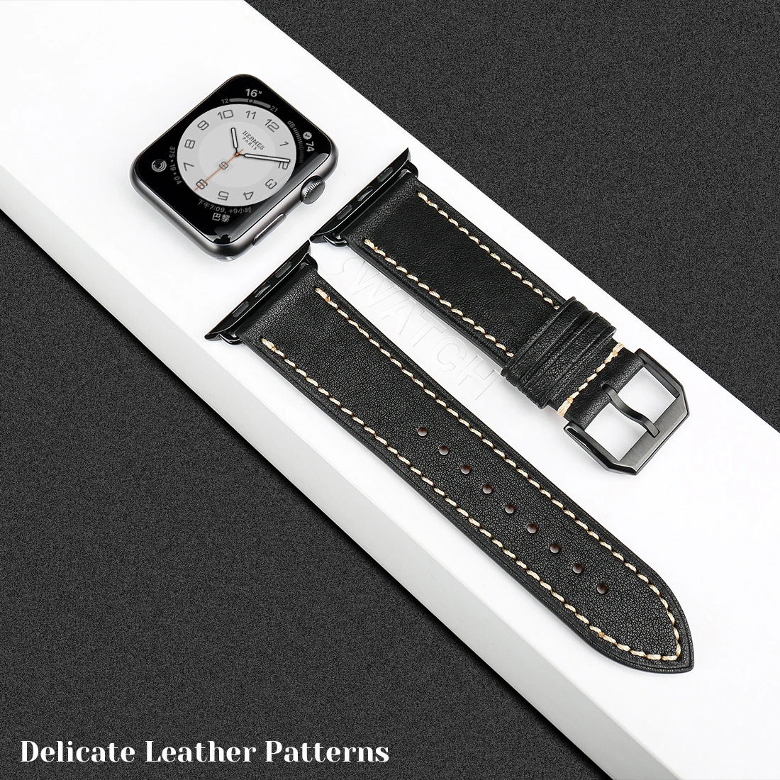 

DEETLE Luxury Leather Strap For Apple Watch Band Series5/3/2/1 Sport Bracelet 44/42mm 38/40mm Accessories For iwatch 6 4 SE Band