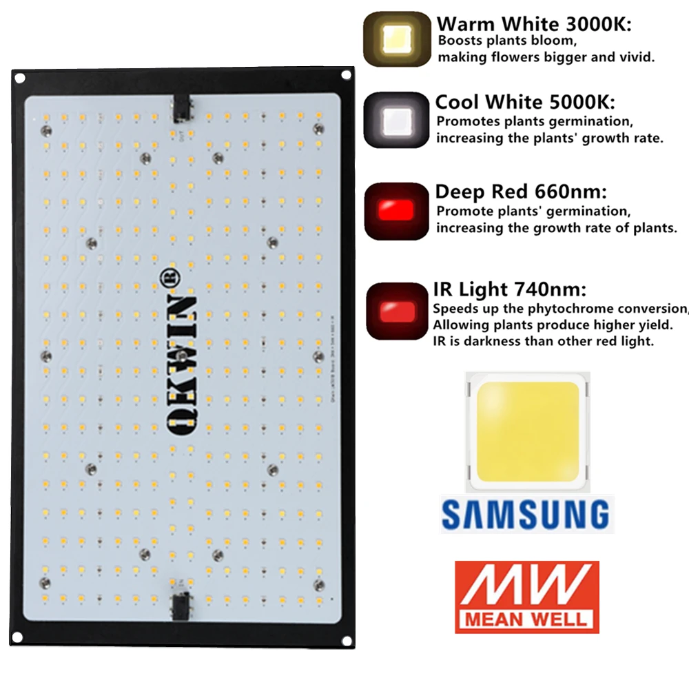 120 Вт 240 Led Grow Light quantum board 288 шт. LM301B чип полный спектр samsung 3000K 660nm Veg/Bloom state Meanwell