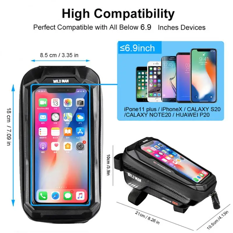 

NEWEST Wild Man Hard Shell Eva Bicycle Bag Mountain Bike Front Beam Bag Upper Pipe Bag Cycling Mobile Phone Bag Accessories