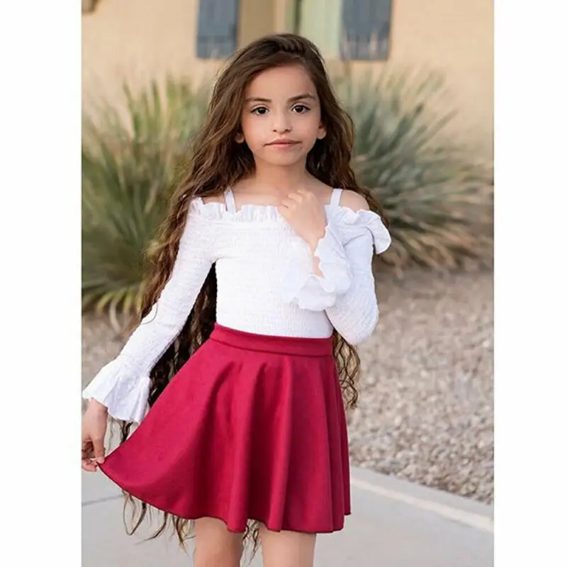 Топ на бретельках с открытыми плечами юбка оборками костюм для новорожденных