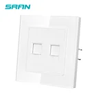 Двойная розетка Rj45 европейского стандарта, белая кристаллическая панель из закаленного стекла 82 мм * 82 мм, бытовой разъем CAT6 для интерфейса SRAN