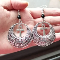 ankh mandala earrings egyptian vampire occult gothic ankh symbol earrings