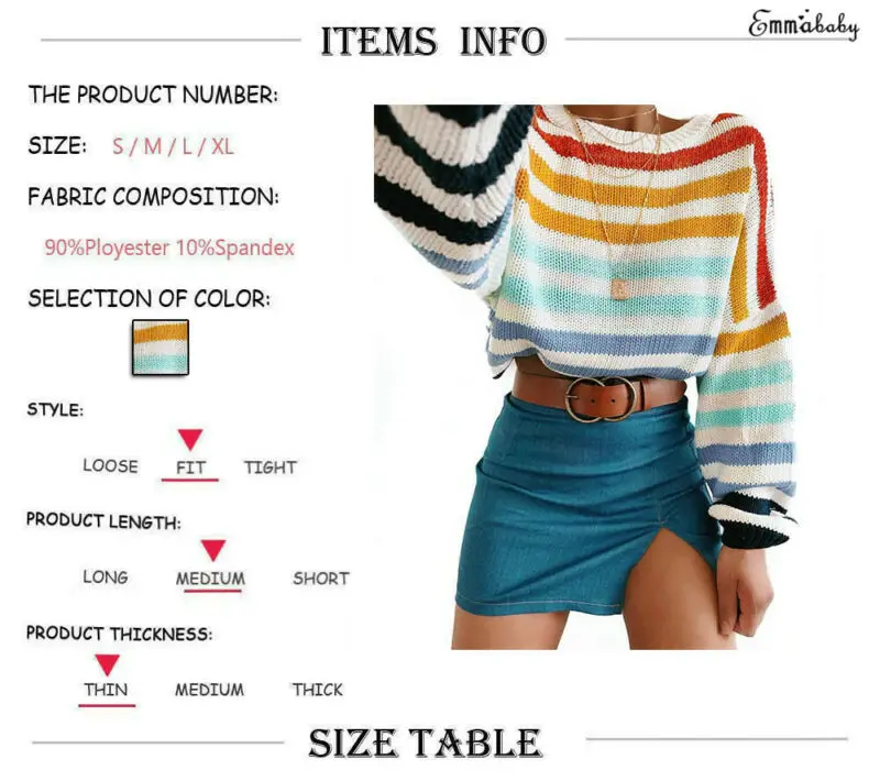 

Womens Casual Long Sleeve Sweater Ladies Knitted Casual Jumper Pullover Tops