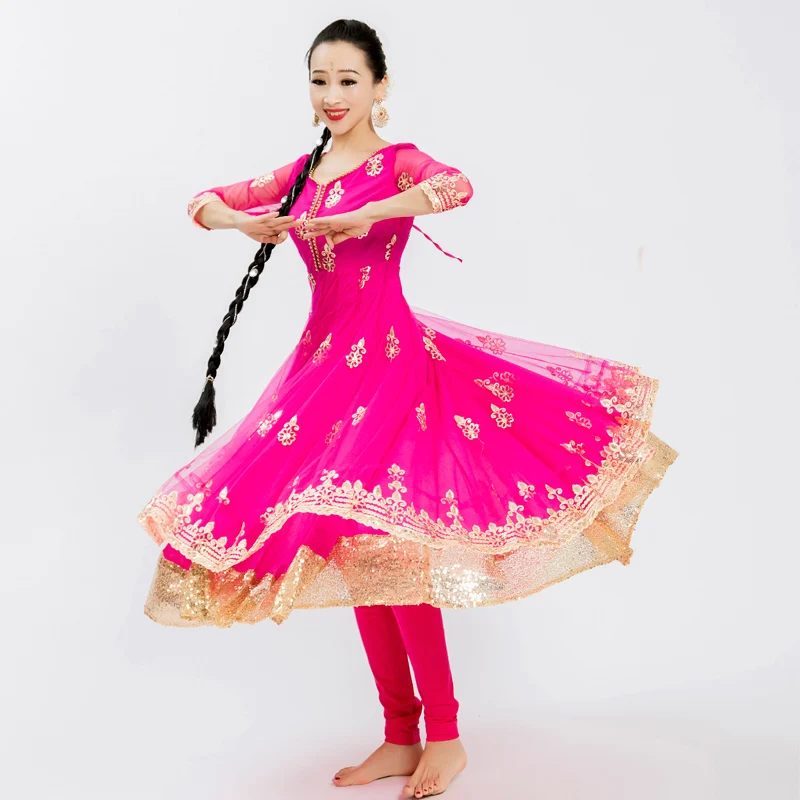 

Indian Saree Suit Professional Oriental Classical Dance Performance Costumes Bollywood Dance Multicolor Elegant Dress DQL6612