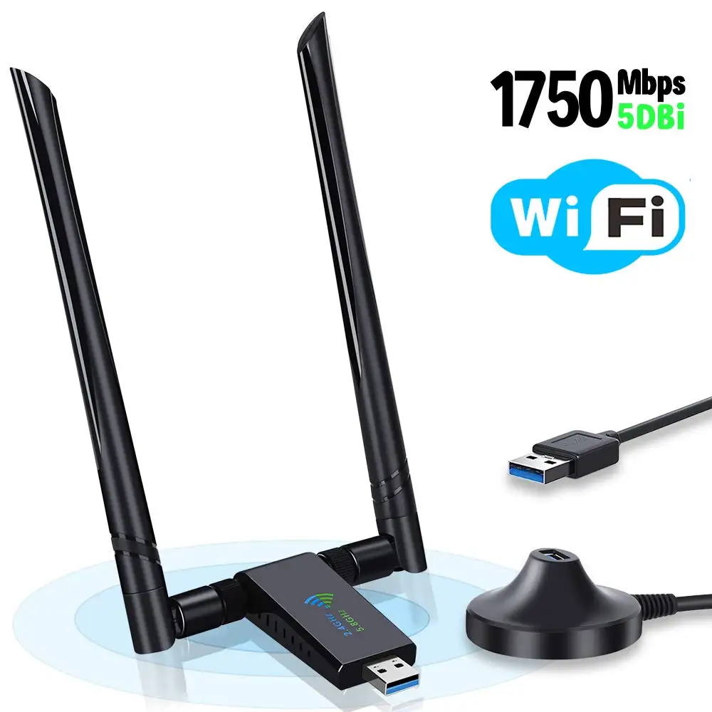 Onvian USB WiFi адаптер 1750 Мбит/с 5dBi 3 0 Беспроводная сетевая карта ключ 2 4 ГГц/5 8 ГГц Wi-Fi