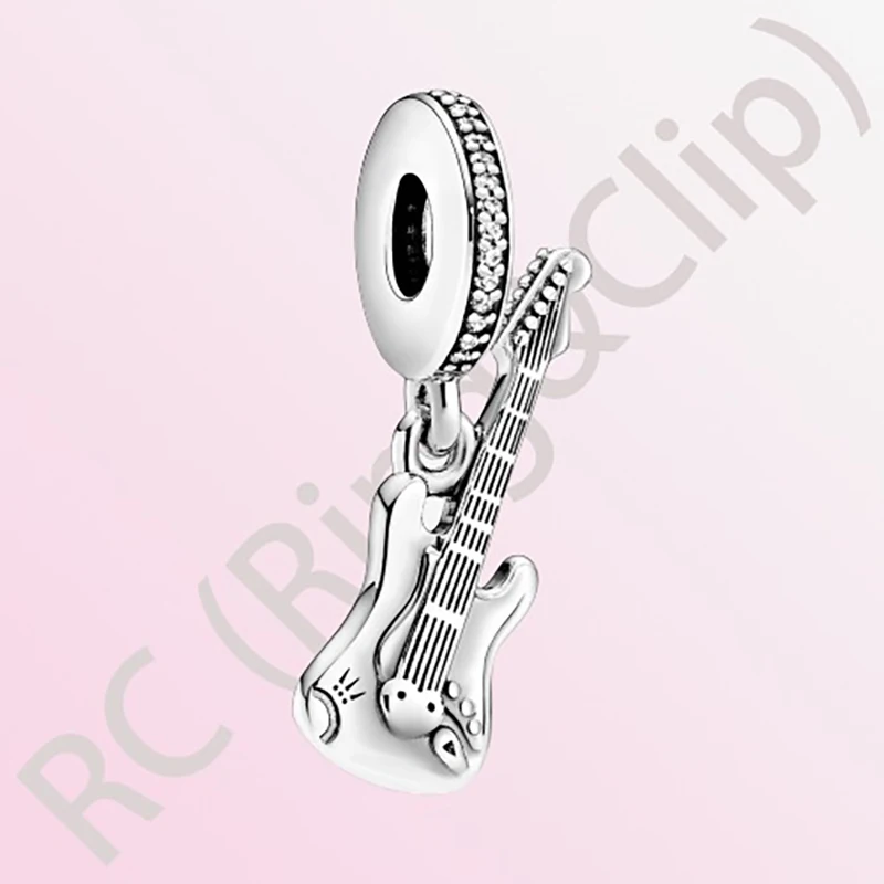 

2020 Новое поступление, бусины из стерлингового серебра S925, подвеска для электрической гитары, подходят для оригинальных браслетов Pandora, женс...