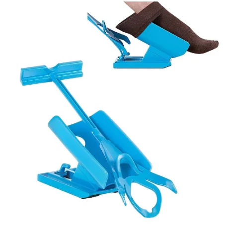

1pc Sock Slider Aid Blue Helper Kit Helps Put Socks On Off No Bending Shoe Horn Suitable For Socks Foot Brace Support