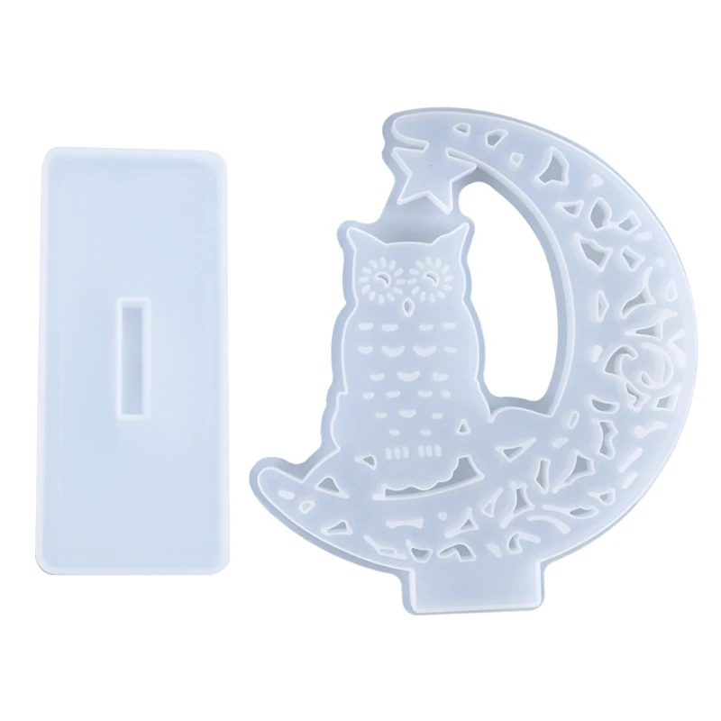 

Crystal Epoxy Resin Mold DIY Crafts Making Tool Desktop Owl Decorations Ornament with Display Base Silicone Mould