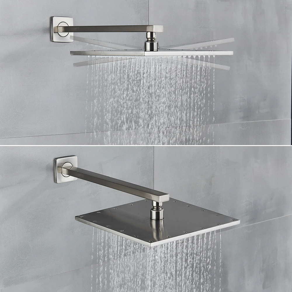 Дождевые душевые наборы из матового никеля с цифровым дисплеем встроенные лейки