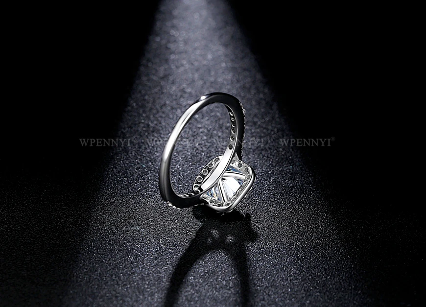 Высокое качество супер 3.5ct обручальные Серебряные Кольца цвет 10 мм сверкающий прозрачный кубический цирконий Кристалл Женское Обручальное кольцо